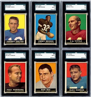 1961 Topps Football Complete Set of 198 Cards with 18 SGC Graded 